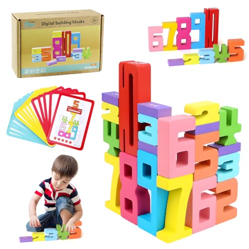PJHAJH 20Pcs Wooden Number Building Blocks, Zahlenbausteine, Holz Zahlenblocks zum Stapeln, Number Blocks mit 15 Karten, für Familienspiel, fördern Eltern-Kind und Soziale Interaktion PJHAJH 20Pcs Wooden Number Building Blocks, Zahlenbausteine, Holz Zahlenblocks zum Stapeln, Number Blocks mit 15 Karten, für Familienspiel, fördern Eltern-Kind und Soziale Interaktion von PJHAJH