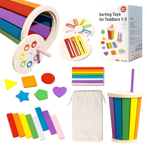 PJHAJH Montessori Spielzeug ab 1 2 3 Jahr, Kinder Montessori Spielzeug Holz Farbe Form Sortierspielzeug, Holz Sortier Stapelspielzeug, Lernspielzeug Geschenk für Kleinkinder PJHAJH Montessori Spielzeug ab 1 2 3 Jahr, Kinder Montessori Spielzeug Holz Farbe Form Sortierspielzeug, Holz Sortier Stapelspielzeug, Lernspielzeug Geschenk für Kleinkinder von PJHAJH