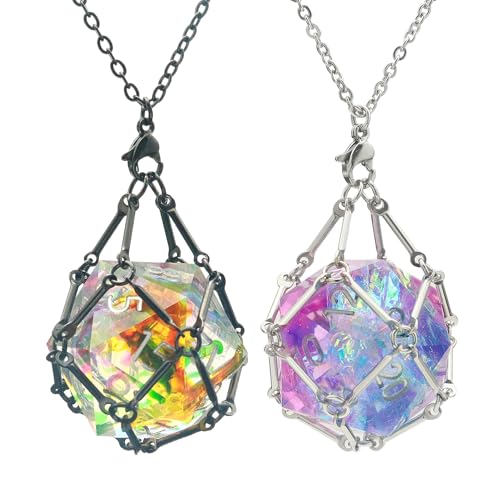 PJOY DND Dice Halskette Würfelkäfig für austauschbare D20 Dice Dungeons and Dragons Gamers DND Geschenke für Gamer - Silber Schwarz PJOY DND Dice Halskette Würfelkäfig für austauschbare D20 Dice Dungeons and Dragons Gamers DND Geschenke für Gamer - Silber Schwarz von PJOY