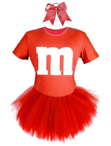 PJPSAA Buchstabe M Halloween-Kostüme, T-Shirt, Tutu, 5-lagig, Röcke, Cheer Bow für Frauen, Gruppen-Team, Cosplay PJPSAA Buchstabe M Halloween-Kostüme, T-Shirt, Tutu, 5-lagig, Röcke, Cheer Bow für Frauen, Gruppen-Team, Cosplay von PJPSAA