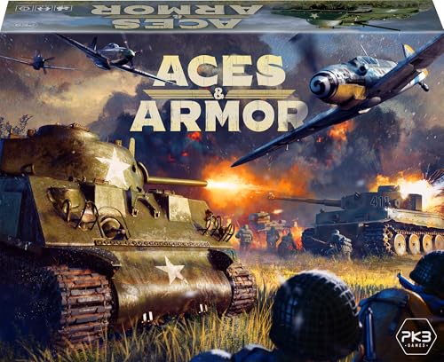Aces & Armor, Strategie Brettspiel im Zweiten Weltkrieg, 1-4 Spieler, ab 14 Jahren, 1-2 Std. Spielzeit von PKB Games