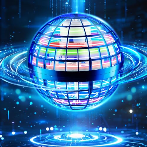 PKBOSS Fliegender Ball Magic Flying Orb Ball,Hand Controlled Hover Schwebender mit LED Licht Flying Spinner Mini Drohne Für Kinder Hover Toy Geschenke für Jungen Mädchen 6-12 Jahre von PKBOSS