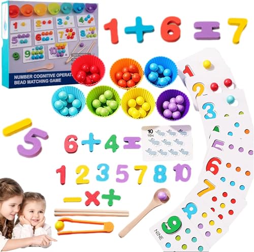 Montessori Arithmetik Mathe Spielzeug Set, Kleinkinder Holz Montessori Spielzeug für 1 2 3 4 5 6 Jahre, Zahlen Knacken Clip Perlen Matching Spiel, Junge Mädchen Geburtstagsgeschenk Montessori Arithmetik Mathe Spielzeug Set, Kleinkinder Holz Montessori Spielzeug für 1 2 3 4 5 6 Jahre, Zahlen Knacken Clip Perlen Matching Spiel, Junge Mädchen Geburtstagsgeschenk von PKKP