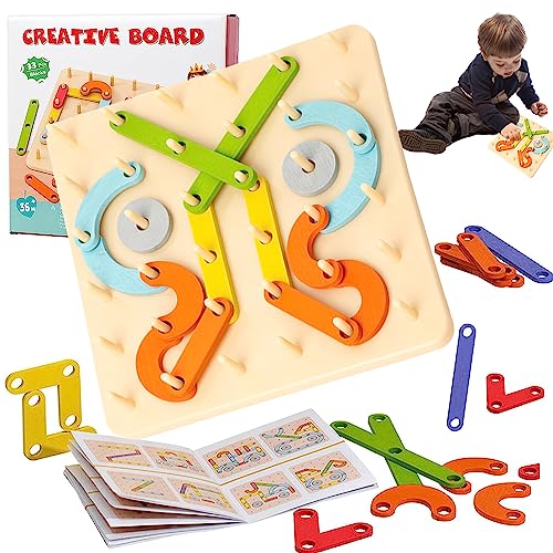 Montessori Stecktafel Puzzle, Montessori-Steckbrettpuzzle, Holz Geobrett - Montessori Spielzeug ab 3 Jahre, Holzpuzzle Lernspielzeug, Geschenk für Jungen und Mädchen von PKKP