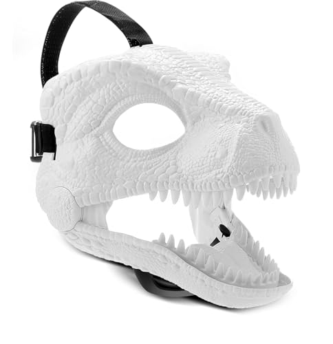 PKKP DIY-Dino-Maske aus weißem Hartplastik mit Farbset, Dinosaurier-Maske mit beweglichem Kiefer, T-Rex, Jurassic für Kinder von PKKP