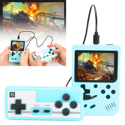 PKKP Handheld-Spielkonsole, Retro-Spielekonsole mit 500 Klassische FC Spiele, Handheld Game Console, Retro Konsole Game Stick für Erwachsener Teenager Geburtstagsgeschenk (Blau-2 Spieler) von PKKP