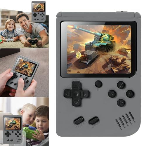 PKKP Handheld-Spielkonsole, Retro-Spielekonsole mit 500 Klassische FC Spiele, Handheld Game Console, Retro Konsole Game Stick für Erwachsener Teenager Geburtstagsgeschenk (Grau-1 Spieler) von PKKP