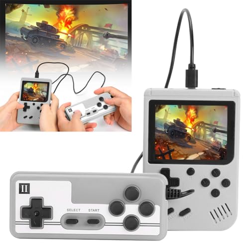 PKKP Handheld-Spielkonsole, Retro-Spielekonsole mit 500 Klassische FC Spiele, Handheld Game Console, Retro Konsole Game Stick für Erwachsener Teenager Geburtstagsgeschenk (Grau-2 Spieler) von PKKP