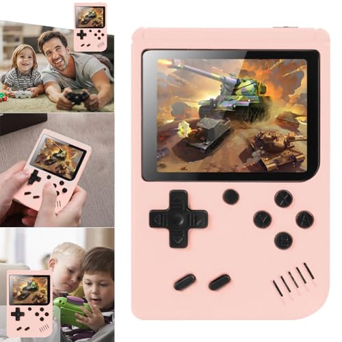 PKKP Handheld-Spielkonsole, Retro-Spielekonsole mit 500 Klassische FC Spiele, Handheld Game Console, Retro Konsole Game Stick für Erwachsener Teenager Geburtstagsgeschenk (Rosa-1 Spieler) von PKKP