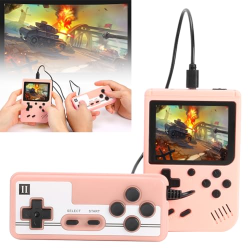 PKKP Handheld-Spielkonsole, Retro-Spielekonsole mit 500 Klassische FC Spiele, Handheld Game Console, Retro Konsole Game Stick für Erwachsener Teenager Geburtstagsgeschenk (Rosa-2 Spieler) von PKKP