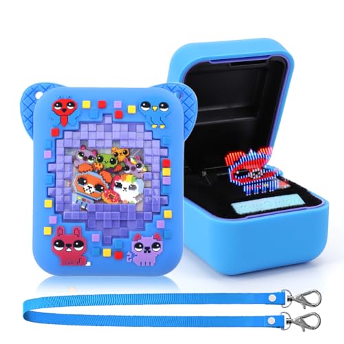 PKKP Silikon Schutz Tasche für Bitzee Digital Haustier, rutschfeste Silikonhülle mit Handschlaufe, Tragetasche Aufbewahrungstasche für Bitzee Digital Pet Interaktives Spielzeug (Blau-Tier) von PKKP