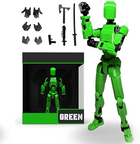 PKKP T13 Action Figure, 13.7cm T13 Actionfigur, Actionfiguren mit Mehreren Gelenken, 3D-Druck Von Beweglichen Figuren, Lucky 13 Roboter-Actionfigur, Action Figures Desktop-Dekorationen(Grün) von PKKP