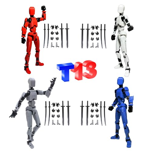 PKKP T13 Action Figure, 13.7cm T13 Actionfigur, Actionfiguren mit Mehreren Gelenken, 3D-Druck Von Beweglichen Figuren, Lucky 13 Roboter-Actionfigur, Action Figures Desktop-Dekorationen (4pcs-a) von PKKP