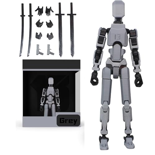 PKKP T13 Action Figure, 13.7cm T13 Actionfigur, Actionfiguren mit Mehreren Gelenken, 3D-Druck Von Beweglichen Figuren, Lucky 13 Roboter-Actionfigur, Action Figures Desktop-Dekorationen (Schwarz+Grau) von PKKP