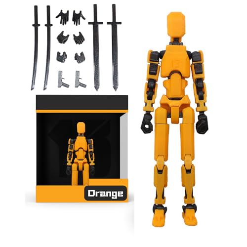 PKKP T13 Action Figure, 13.7cm T13 Actionfigur, Actionfiguren mit Mehreren Gelenken, 3D-Druck Von Beweglichen Figuren, Lucky 13 Roboter-Actionfigur (Schwarz+Orange) von PKKP