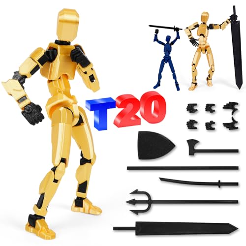 PKKP T13 Action Figure, 20cm T13 Actionfigur, Actionfiguren mit Mehreren Gelenken, 3D Printed Multi-Jointed Movable, Lucky 13 Roboter-Actionfigur, Action Figures Desktop-Dekorationen (Gold) von PKKP
