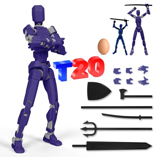 PKKP T13 Action Figure, 20cm T13 Actionfigur ontage abgeschlossen, Actionfiguren mit Mehreren Gelenken, 3D Printed Multi-Jointed Movable, Lucky 13 Roboter-Actionfigur Desktop-Dekorationen (Lila) von PKKP