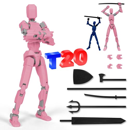 PKKP T13 Action Figure, 20cm T13 Actionfigur ontage abgeschlossen, Actionfiguren mit Mehreren Gelenken, 3D Printed Multi-Jointed Movable, Lucky 13 Roboter-Actionfigur Desktop-Dekorationen (Rosa) von PKKP