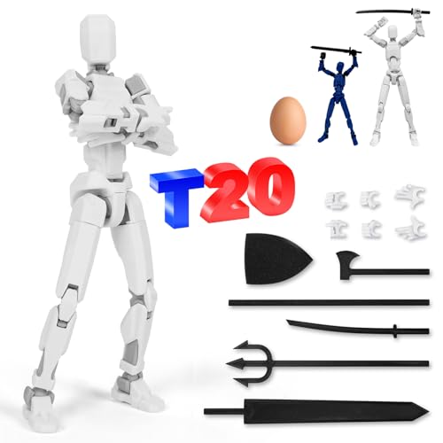 PKKP T13 Action Figure, 20cm T13 Actionfigur ontage abgeschlossen, Actionfiguren mit Mehreren Gelenken, 3D Printed Multi-Jointed Movable, Lucky 13 Roboter-Actionfigur Desktop-Dekorationen (Weiß) von PKKP