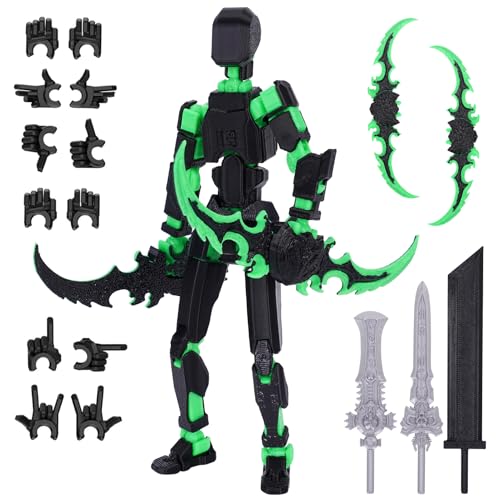 PKKP T13 Action Figure, T13 Action Figures Bereits montiert, 3D-Druck von Beweglichen Figuren mit Mehreren Gelenken, Roboter-Actionfigur, Geschenke Desktop-Dekorationen (Schwarz-Grün) von PKKP