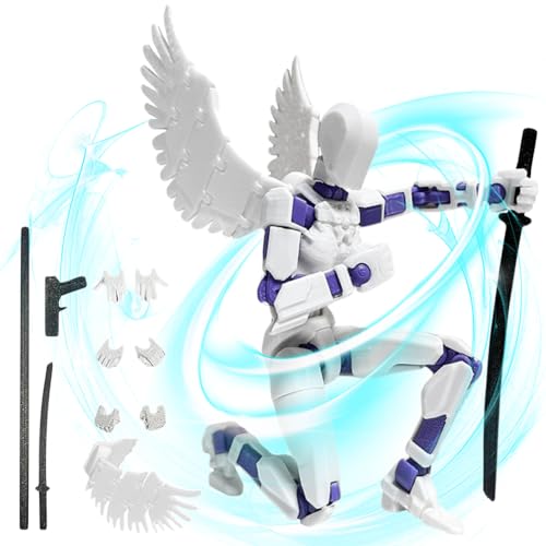 PKKP T13 Action Figure mit Flügeln, T13 Action Figures Zusammenbau abgeschlossen, Actionfigur mit Mehreren Gelenken, 3D Printed Von Beweglichen Figuren, Geschenk für Kinder und Erwachsene (Weiß) von PKKP