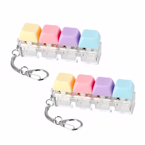 2 x Tastatur-Fidget-Clicker mit 4 Tasten, Macaron-Farbe, leise Tasten, lindert Stress und Angst, Schlüsselanhänger-Zubehör, einfach zu tragen, kreatives Geschenk für Familie und Freunde 2 x Tastatur-Fidget-Clicker mit 4 Tasten, Macaron-Farbe, leise Tasten, lindert Stress und Angst, Schlüsselanhänger-Zubehör, einfach zu tragen, kreatives Geschenk für Familie und Freunde von PKRFCJ
