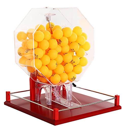 PLABNK 2-Farbiger Ballnummernwähler Manuelle Lotterie Lotteriemaschine Tischtennis-Requisiten Lucky Big Turntable mit 100 nummerierten Tischtennisbällen,Red von PLABNK
