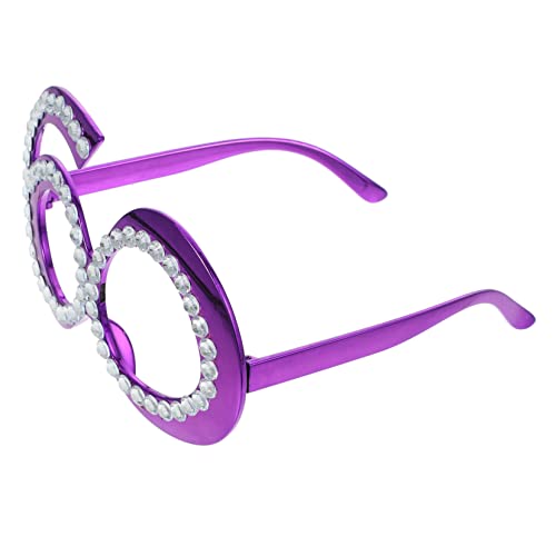 PLAFOPE Kleider 1 Paar Geburtstagsbrille Lila Brille Brille Kunststoff Zahl Lila Bohrung Partyzubehör von PLAFOPE
