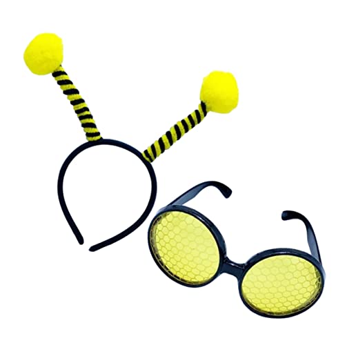 PLAFOPE 1 Satz Biene Stirnband Brille Cosplay-party-haarband Hummelantenne Bienenbrille Biene Brillen Biene Sonnenbrille Lustige Brille Bienenkopf-bopper Zubehör Kunststoff Kind Karikatur von PLAFOPE