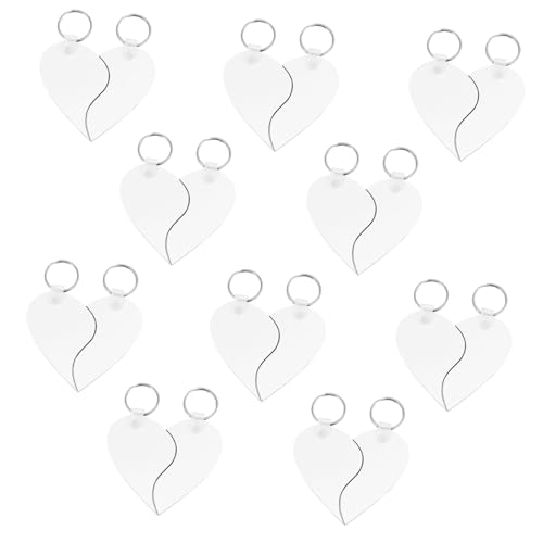 PLAFOPE 10 Stück Teiliges Herz schlüsselanhänger Robustem Material DIY Blanko Anhänger zum Bemalen und Basteln Stilvolle Schlüsselringe für Personalisierte Geschenke für Valentinstag und von PLAFOPE