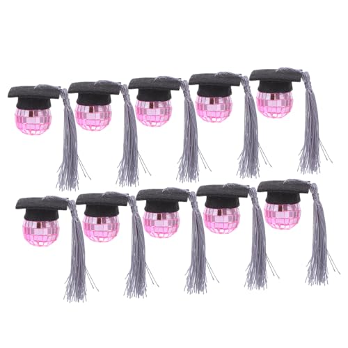PLAFOPE 10pcs Cupcake Toppers Mit Abschlusskappe Tassels Disco Ball Gestaltet Grad Cap Ornamente Für Den Kuchen Der Abschlusssaison Für Die University High School College von PLAFOPE