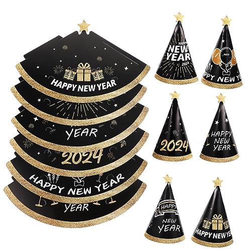 PLAFOPE 12 Stück Neujahrs Papierkegelhüte Partyhüte Neujahrspartyhüte Für Neujahrspartygeschenke Silvester Partyzubehör Neujahrskegel Papierhüte Papierpartyhüte von PLAFOPE
