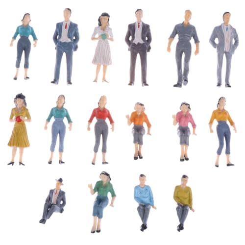 PLAFOPE 16 Stück Teiliges Miniatur People Figuren Farbige Kleine Menschenmodelle aus Robustem Kunststoff Geeignet für Architekturmodelle Sandtisch dekor Schulprojekte Zufällige Farbe von PLAFOPE