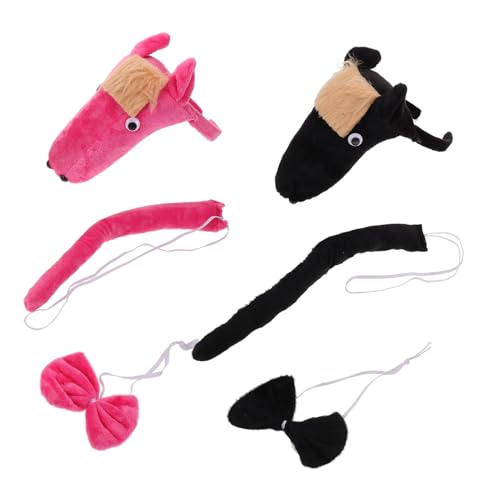 PLAFOPE 2 Sätze Bequemer Pferde Headband mit und Fliege Buntes Animal Cosplay Set für Halloween Zoo und Partys Tierkostüm für Erwachsene von PLAFOPE