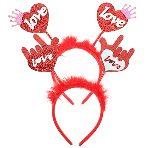 PLAFOPE 2 Stück Liebe Herz Stirnbänder für Valentinstag Hochzeits Haarschmuck Bunte Party Haarnetze für Festlichkeiten und Fotorequisiten von PLAFOPE