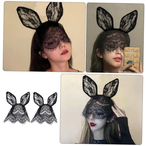 PLAFOPE 2 Stück Schwarzes Spitzen mit Hasen Katzenohren Dekoratives Schleier design Elegantes Party accessoire für Halloween Karneval und Cosplay PLAFOPE 2 Stück Schwarzes Spitzen mit Hasen Katzenohren Dekoratives Schleier design Elegantes Party accessoire für Halloween Karneval und Cosplay von PLAFOPE
