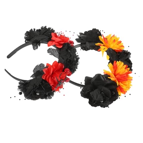 PLAFOPE 2 Stück Teiliges Damen Haarband Halloween Stoffblumen Haarreif Weich Atmungsaktiv Party Haarschmuck für Kostüme und Festliche Anlässe von PLAFOPE