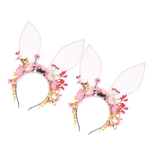 PLAFOPE 2 Stück Teiliges Hasenohren stirnband mit Beflockten Blumen Einzigartiger Floraler Bunny haarreif Komfortabler Kopfschmuck für Halloween Ostern Geburtstag Cosplay Fotoshooting von PLAFOPE