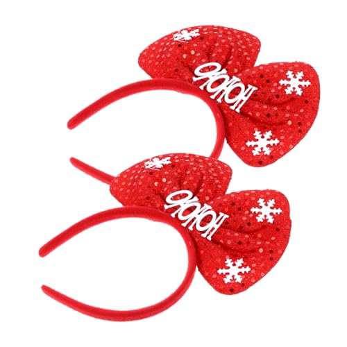 PLAFOPE 2 Stück Weihnachtlicher Stirnband mit Großem Schleifenmotiv Elastisch und Handgefertigt Langlebiges Stoffmaterial Festlicher Haarschmuck für Damen und Mädchen Bequem und Sicher von PLAFOPE