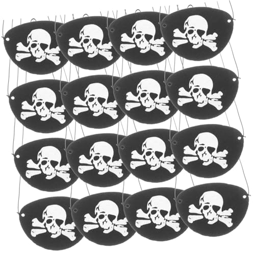 PLAFOPE 24 Stück Teiliges Skull Design Augenklappe aus Filz Leicht und Bequem Piraten und Halloween Cosplay Zubehör für Erwachsene als Foto Booth Requisite und Partydeko von PLAFOPE