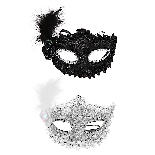 PLAFOPE 2st Gesichtsrequisiten Geschenke Für Erwachsene Abschlussball-party-masken Make-up-brille Venezianischer Karneval Maskerade Karnevalsumzug Masken Zubehör Bilden Stoff Weiß von PLAFOPE