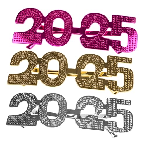 PLAFOPE 3 Stück Partybrille Kunststoff Spaß Brille Leicht Robust für Silvester Geburtstag Fest Dekoration Rosa Silber Gold PLAFOPE 3 Stück Partybrille Kunststoff Spaß Brille Leicht Robust für Silvester Geburtstag Fest Dekoration Rosa Silber Gold von PLAFOPE