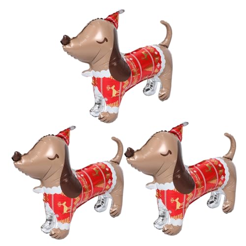 PLAFOPE 3 Stück Weihnachtsballons Hundemotiv Sausage Dog Folienballons zum Aufblasen Langlebige Halloween und Weihnachtsdeko Einfache Befüllung für Hunde Welpen-partys von PLAFOPE