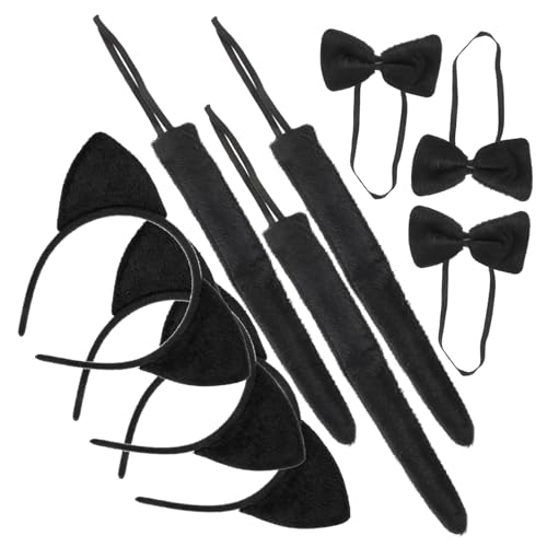 PLAFOPE 3Sätze Katzenohren Haarband Set Fliege Tier Cosplay Kostüm für Halloween Themenpartys Karneval und Kostümpartys für Jungen von PLAFOPE