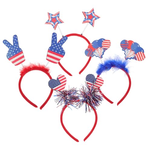 PLAFOPE 4 Stück Teiliges Independence Day Stirnband Patriotischer Kopfschmuck Leichtes Langlebiges Haarband mit Amerikanischer Flagge für Of July Party Festival Cosplay und PLAFOPE 4 Stück Teiliges Independence Day Stirnband Patriotischer Kopfschmuck Leichtes Langlebiges Haarband mit Amerikanischer Flagge für Of July Party Festival Cosplay und von PLAFOPE