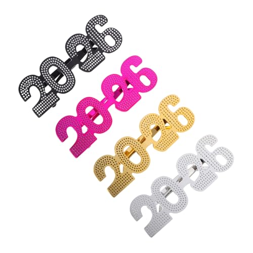 PLAFOPE 4 Stück Teiliges Neujahrsbrillen aus Party und Silvesterbrille mit Schwarzer Goldener Roter und Silberner Farbe Lustiges Accessoire für Familienfeiern und Silvesterpartys PLAFOPE 4 Stück Teiliges Neujahrsbrillen aus Party und Silvesterbrille mit Schwarzer Goldener Roter und Silberner Farbe Lustiges Accessoire für Familienfeiern und Silvesterpartys von PLAFOPE