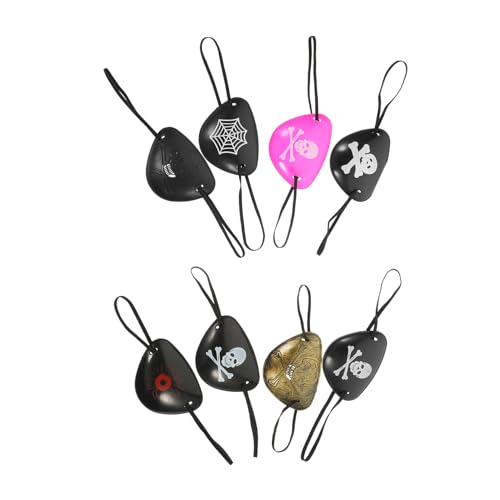 PLAFOPE 8 Stück Teiliges Piraten-augenklappe aus Leichtem Atmungsaktivem Material für Halloween Cosplay Party Lustige Einäugige Augenklappen mit Langlebiger Verarbeitung für Mottopartys von PLAFOPE