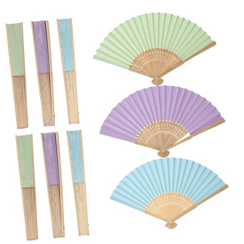 PLAFOPE 9 Stück Teiliges Faltbare Papierschleier für Bemalen Leichte Handliche Fächer in Pastellfarben DIY Bastelset für Jungen und Mädchen Dekorative Papierfächer für Zuhause und von PLAFOPE