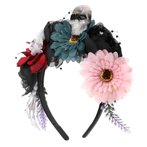 PLAFOPE Buntes Halloween Haarreif mit Lebensechten Blumen und Skelett Dekoration Farbenfroher Stirnband für Cosplay Zubehör für Karneval Party und Festtagsfeiern PLAFOPE Buntes Halloween Haarreif mit Lebensechten Blumen und Skelett Dekoration Farbenfroher Stirnband für Cosplay Zubehör für Karneval Party und Festtagsfeiern von PLAFOPE