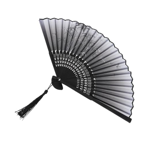 PLAFOPE Chinesischer Fächer aus Holz und Handgefertigter Faltbarer Vintage Handfächer mit Kreativer Quaste Stabiler Eleganter Tanz Fächer für Asiatische Dekoration und von PLAFOPE